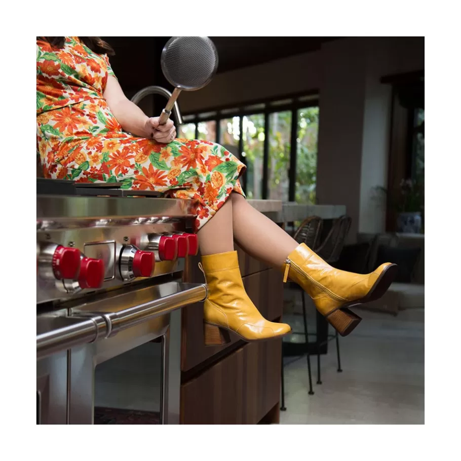Last Units<Ángel Alarcón Nathalia - Shiny Leather Ankle Boots With Duotone Ornament