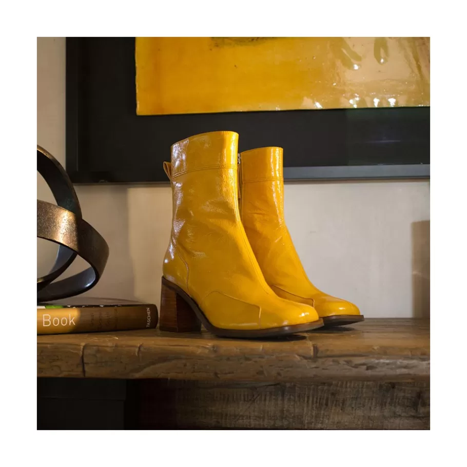 Last Units<Ángel Alarcón Nathalia - Shiny Leather Ankle Boots With Duotone Ornament