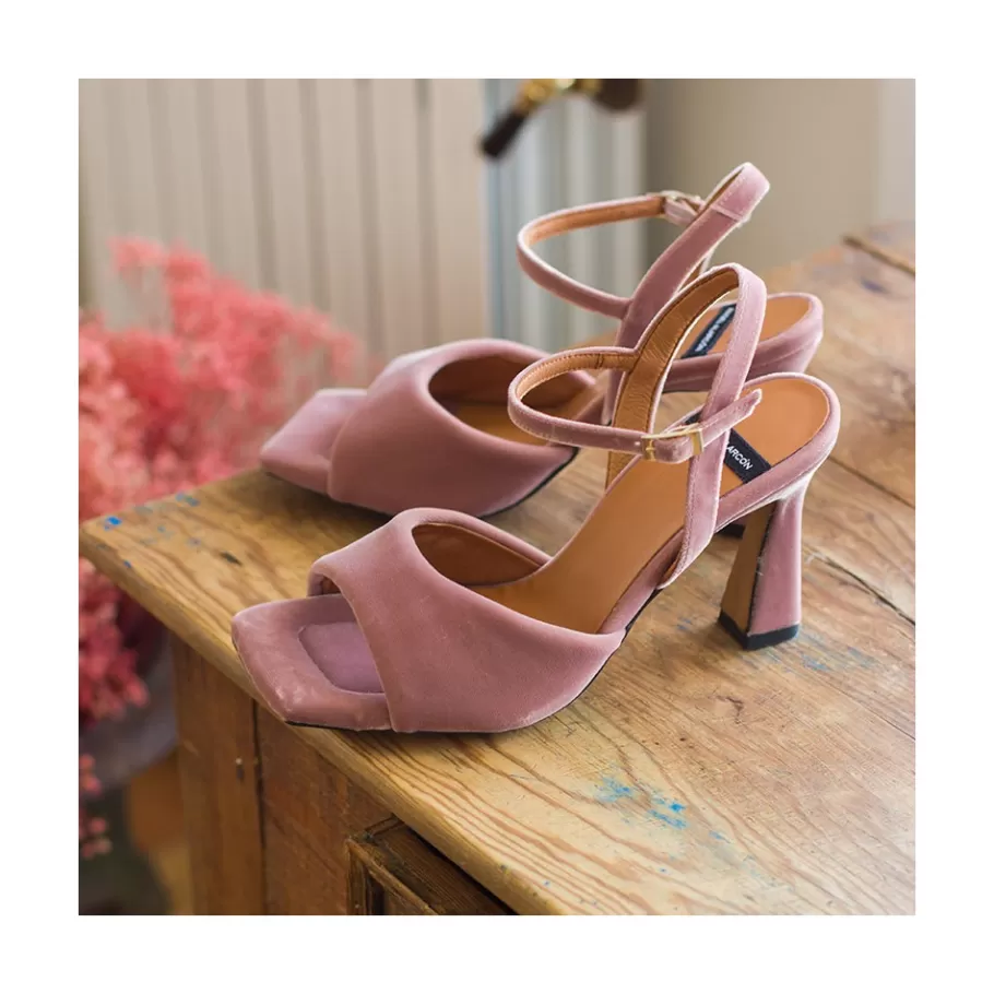 Metallized Shoes<Ángel Alarcón Nicole - Velvet Heeled Women S Sandals