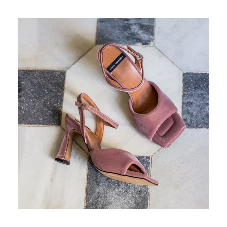 Metallized Shoes<Ángel Alarcón Nicole - Velvet Heeled Women S Sandals