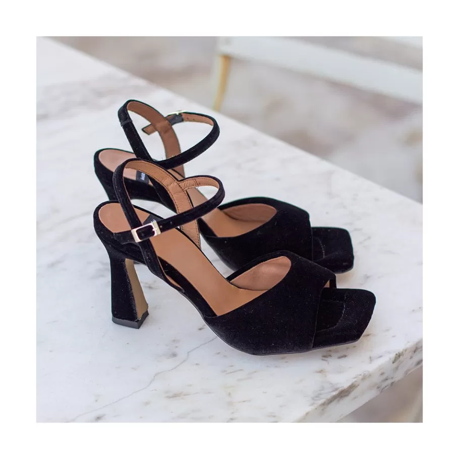Metallized Shoes<Ángel Alarcón Nicole - Velvet Heeled Women S Sandals
