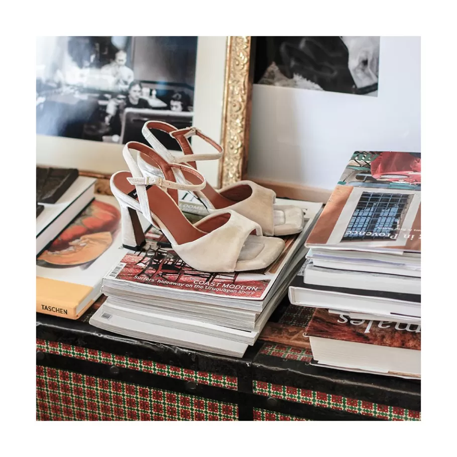 Metallized Shoes<Ángel Alarcón Nicole - Velvet Heeled Women S Sandals