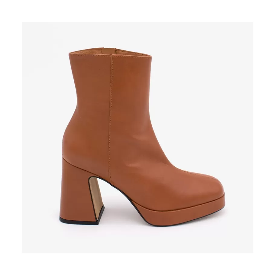 Heeled Shoes<Ángel Alarcón Olwen - Leather Booties With Block Heel And Platform