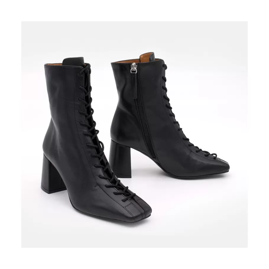 Boots And Booties<Ángel Alarcón Pacuare - Ankle Boots With Laces And Zipper, Wide Heels