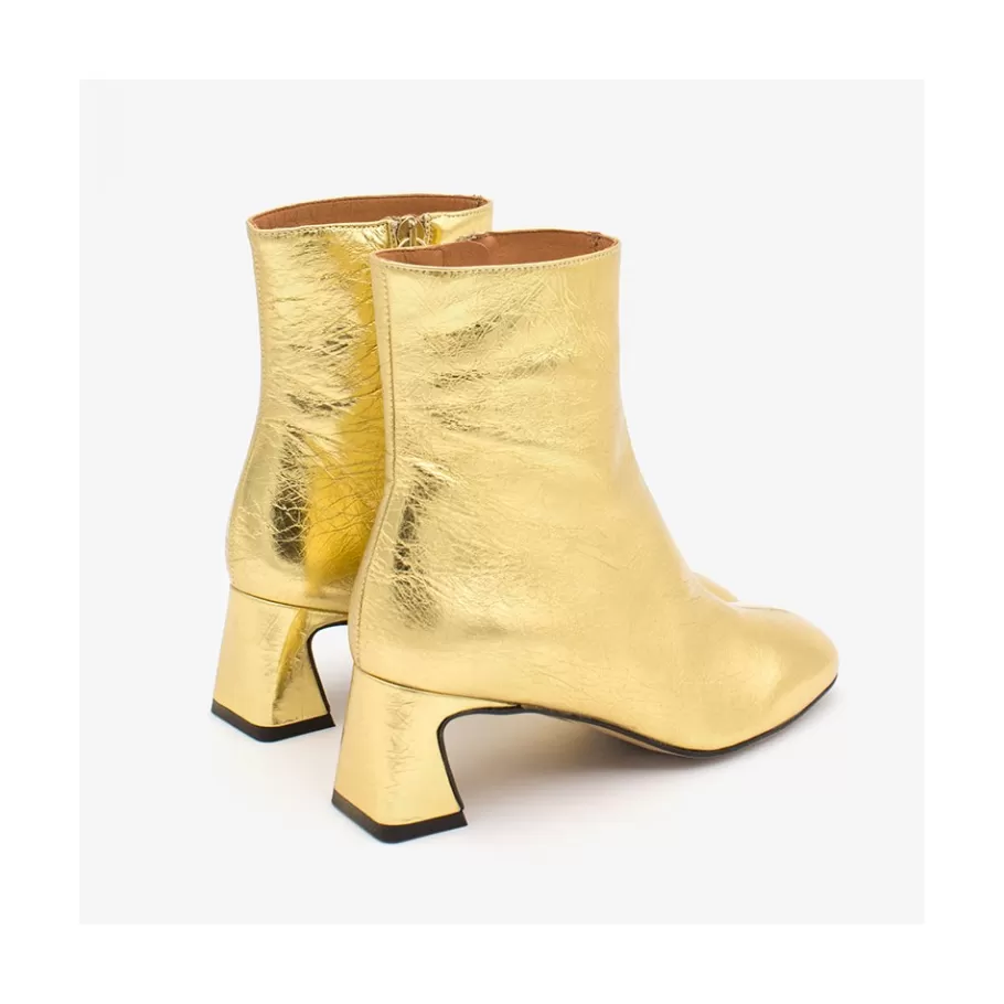 Metallized Shoes<Ángel Alarcón Parsons - Women S Metallized Leather Booties With Comfortable Low Heels