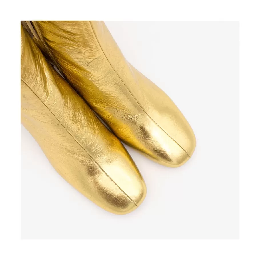 Metallized Shoes<Ángel Alarcón Parsons - Women S Metallized Leather Booties With Comfortable Low Heels