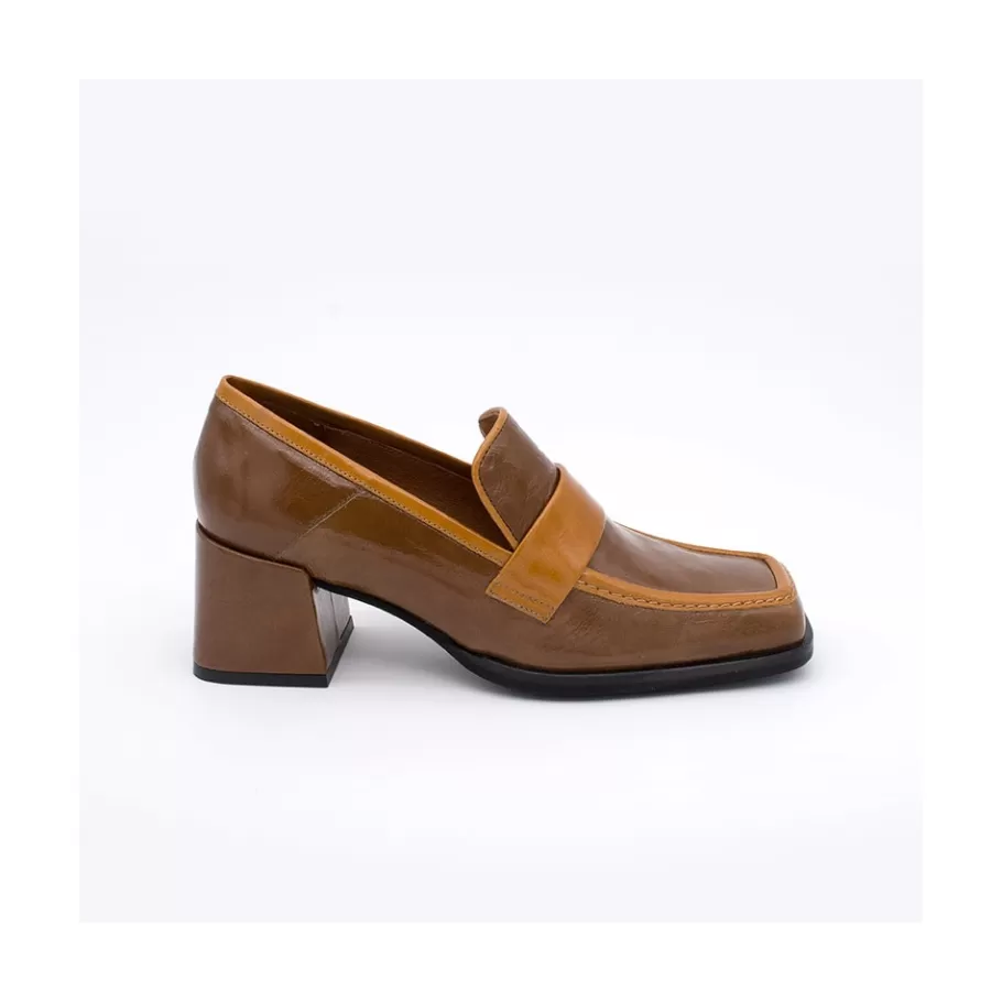 Moccasins<Ángel Alarcón Peggy - Duotone Shiny Leather Women S Moccasin With Block Heel