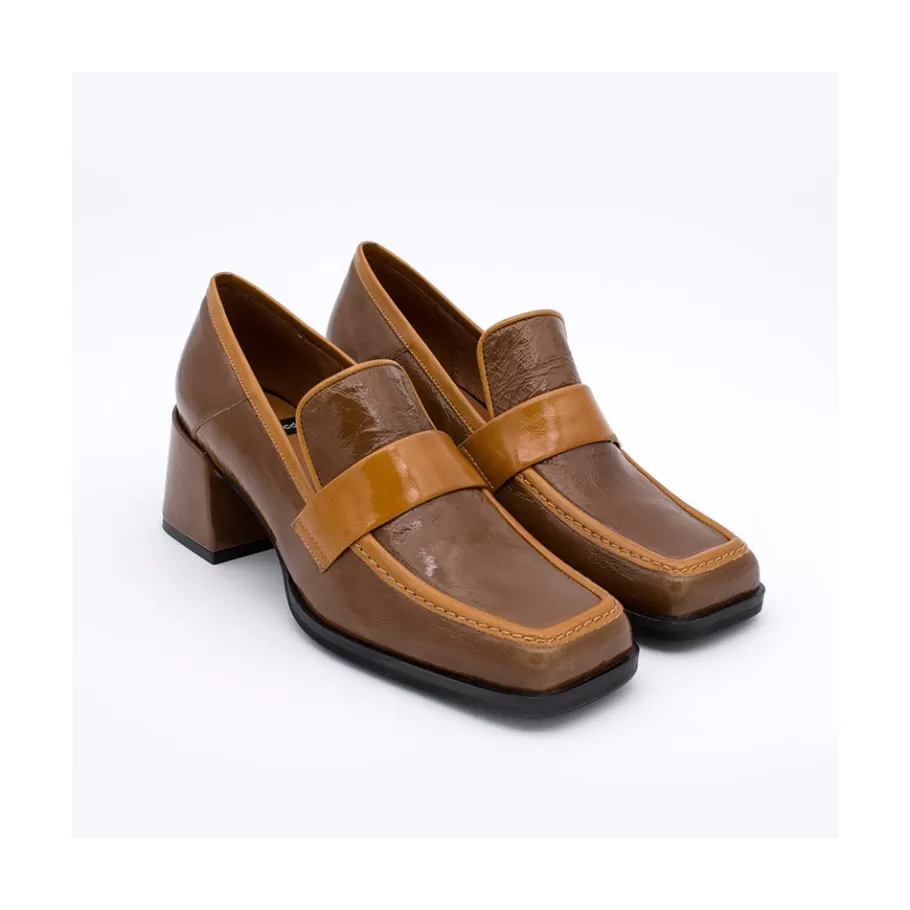 Moccasins<Ángel Alarcón Peggy - Duotone Shiny Leather Women S Moccasin With Block Heel