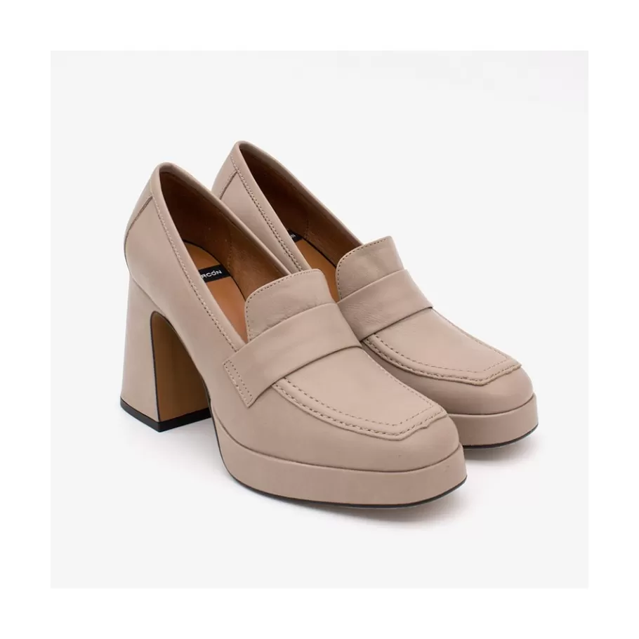 Heeled Shoes<Ángel Alarcón Pinay - Leather Women S Moccasin With Block Heel And Platform