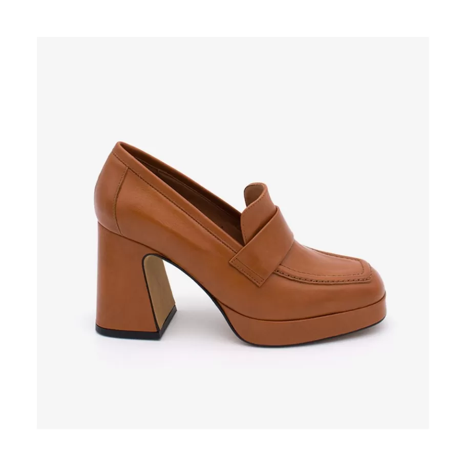 Heeled Shoes<Ángel Alarcón Pinay - Leather Women S Moccasin With Block Heel And Platform