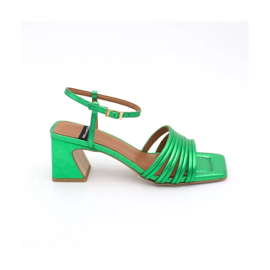 Sandals<Ángel Alarcón Roberts - Metallized Leather Strap Sandals With Medium Heel