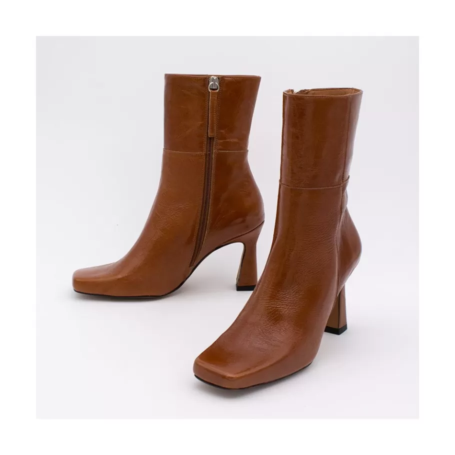 Heeled Shoes<Ángel Alarcón Selena - Shiny Leather Ankle Boots With Zipper