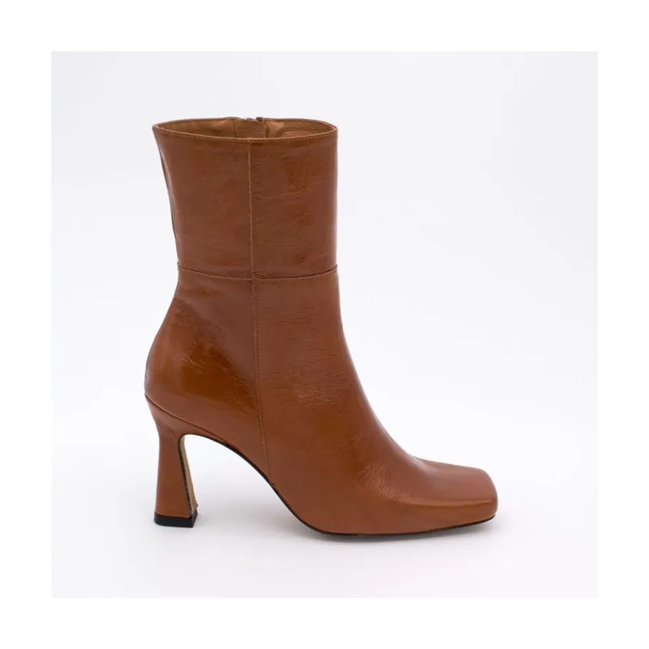 Heeled Shoes<Ángel Alarcón Selena - Shiny Leather Ankle Boots With Zipper