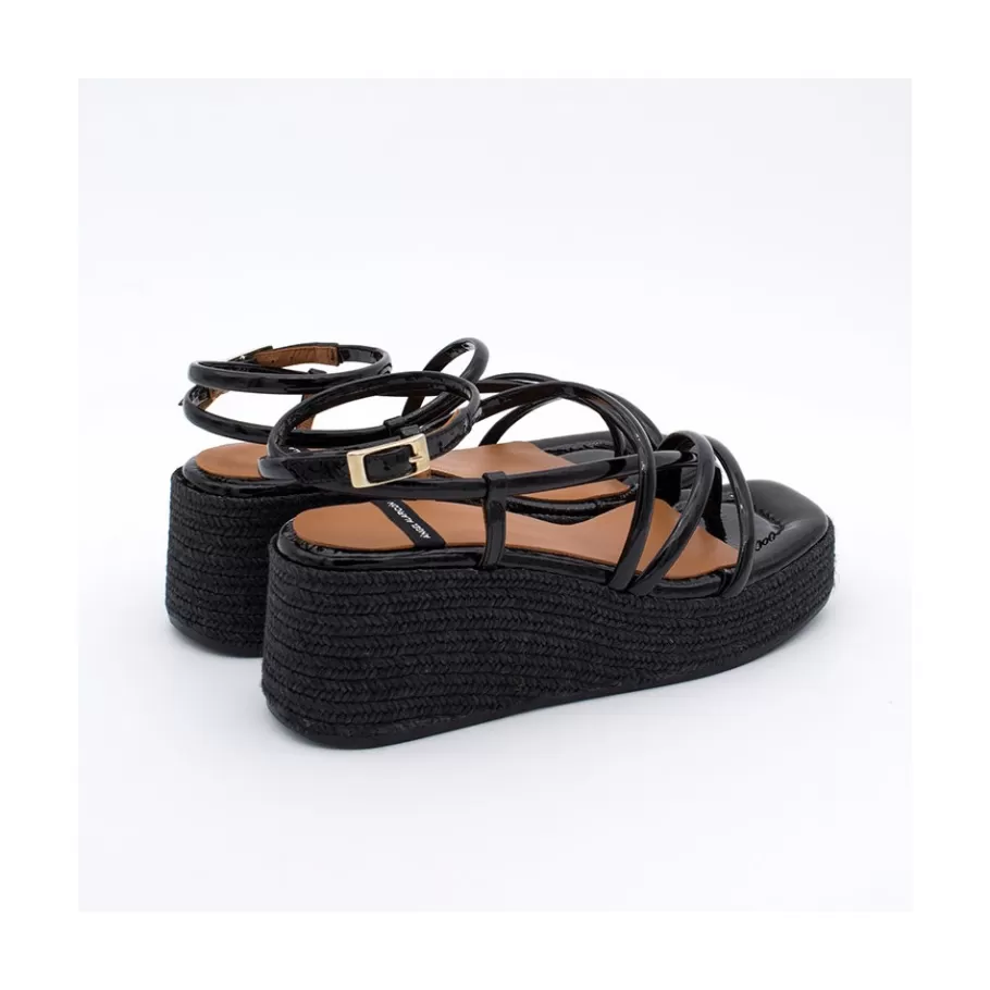 Sandals<Ángel Alarcón Shirelles - Patent Leather Sandals With Raffia Wedge