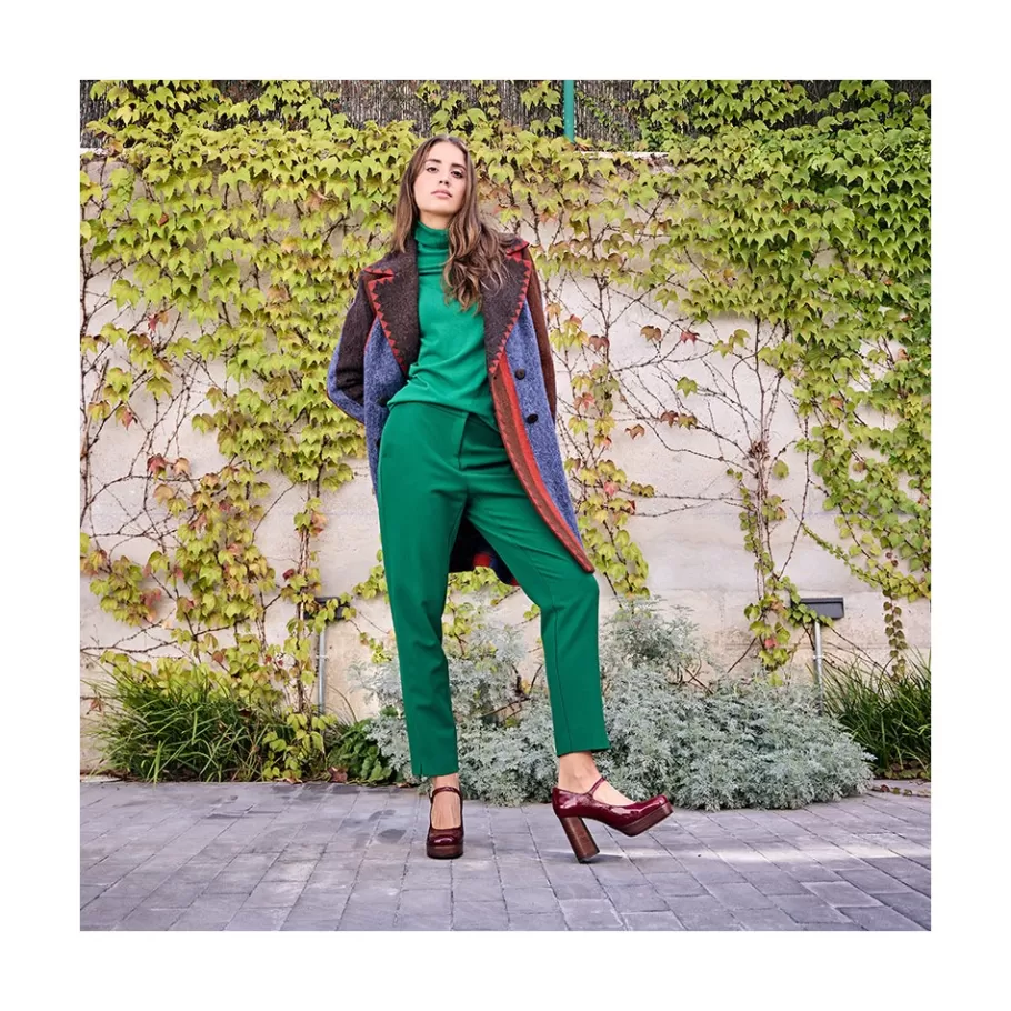 Heeled Shoes<Ángel Alarcón Soraya - Ankle Strap Shiny Leather Pump With Wood Platform And Block Heel