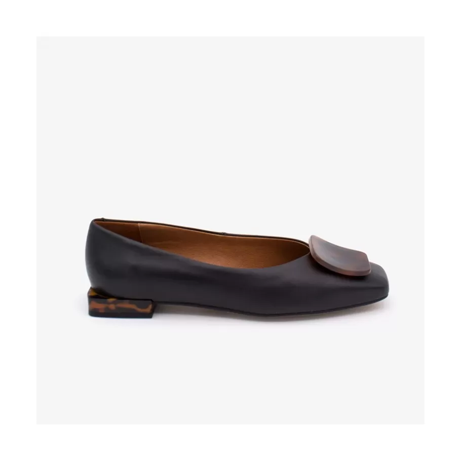 Last Units<Ángel Alarcón Telire - Leather Flats With Heel And Carey Embellishment