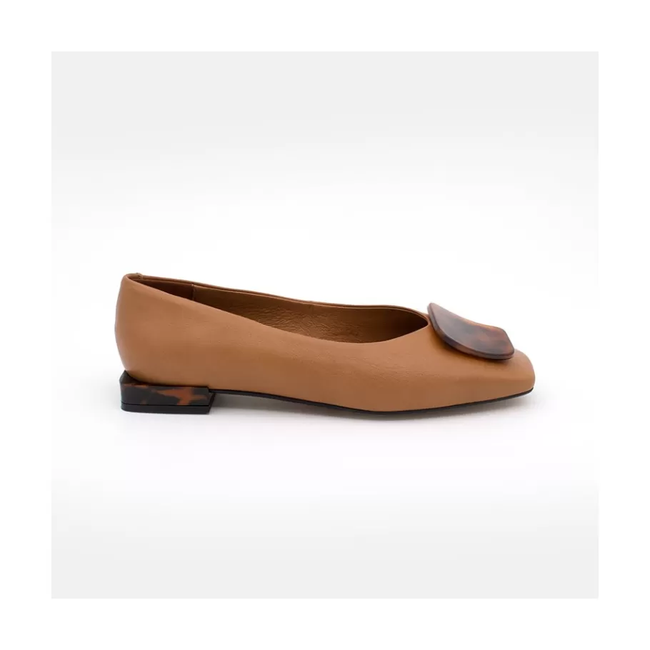 Last Units<Ángel Alarcón Telire - Leather Flats With Heel And Carey Embellishment