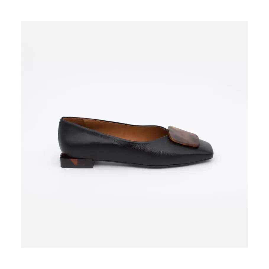 Last Units<Ángel Alarcón Telire - Leather Flats With Heel And Carey Embellishment