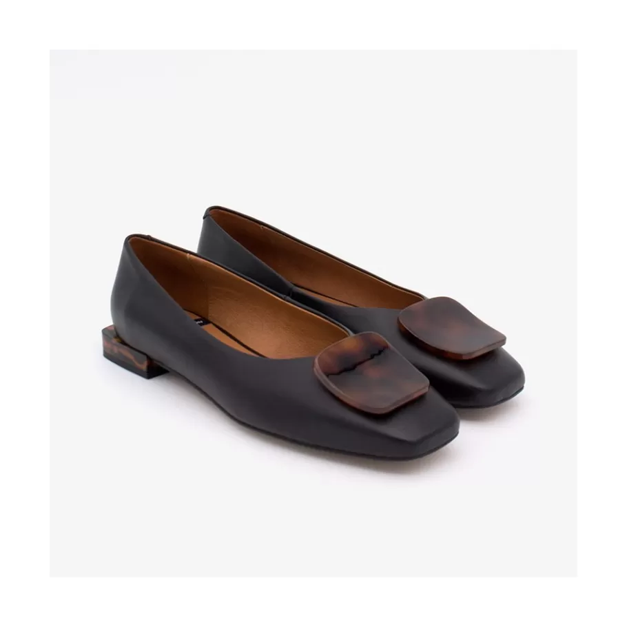 Last Units<Ángel Alarcón Telire - Leather Flats With Heel And Carey Embellishment