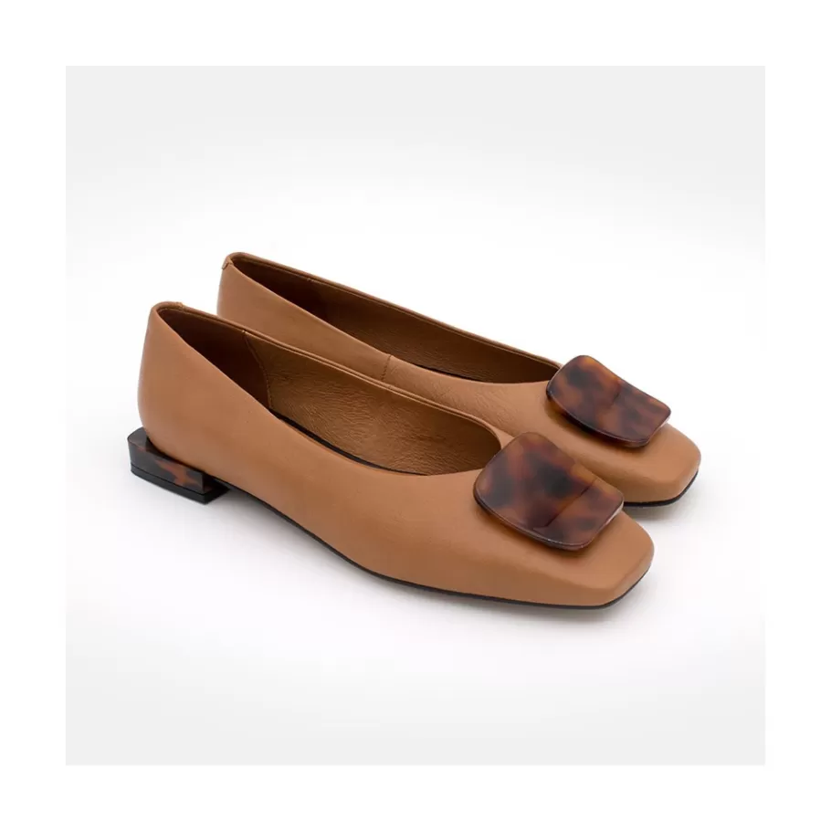 Last Units<Ángel Alarcón Telire - Leather Flats With Heel And Carey Embellishment