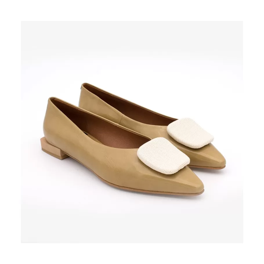 Ballerinas<Ángel Alarcón Thelma - Shinny Leather Flats With Raffia Ornament