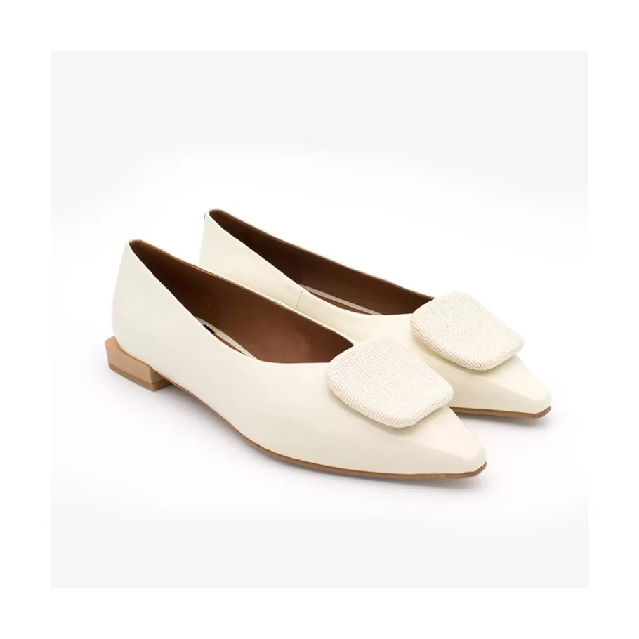 Ballerinas<Ángel Alarcón Thelma - Shinny Leather Flats With Raffia Ornament