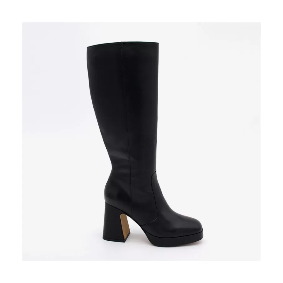 Heeled Shoes<Ángel Alarcón Yara - Leather Boots With Block Heel And Platform